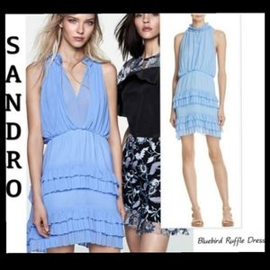 Sandro bluebird ruffle dress